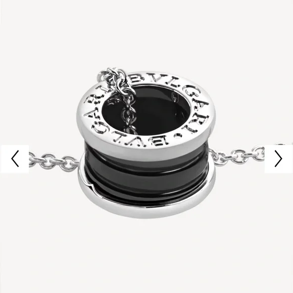 NIB Bulgari Sterling Silver + Ceramic Pendant Necklace, Unisex - Picture 6 of 13